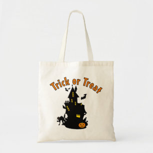 Tote Bag Chauve-souris de maison hantée et chat noir Trick