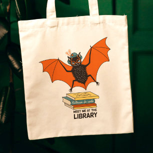 Tote Bag Chauve-souris lectrice Bibliothécaire fantaisist