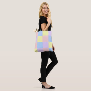 Tote Bag Checkers Pastel Spring