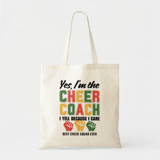 Tote Bag CHEER COACH Je hurle parce que je me soucie drôle  (Devant)