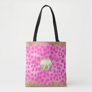 Tote Bag Cheetah léopard rose Imprimer Parties scintillant 