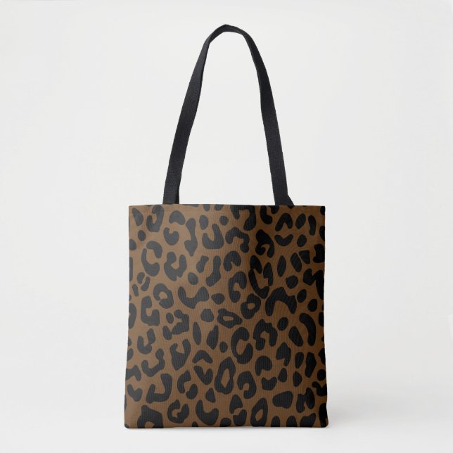 Tote Bag Cheetah Motif imprimé noir Brown (Devant)