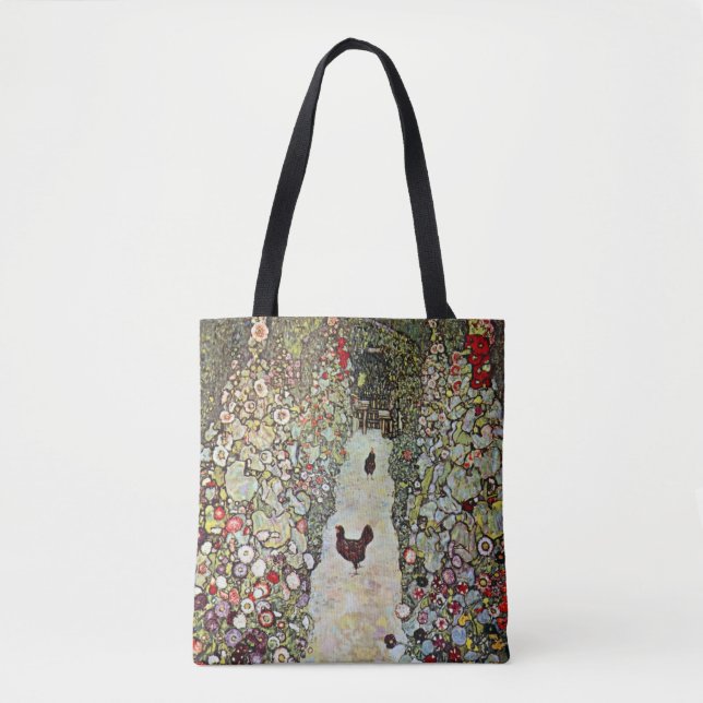 Tote Bag Chemin de jardin avec poulets, Gustav Klimt, Art N (Devant)