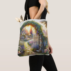 Tote Bag Chemin du jardin enchanté Cottagecore