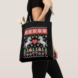 Tote Bag Chemise de Noël démodée Licorne Xmas Saison des Fê