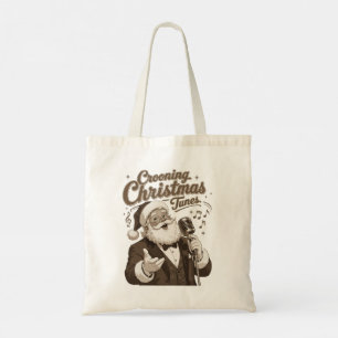 Tote Bag Chemise de Noël vintage avec Père Noël crooner