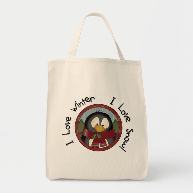 Tote Bag Chemises et cadeaux de vacances en pingouin d'hive (Devant)