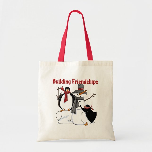 Tote Bag Chemises et cadeaux Penguins Building Friendship (Devant)