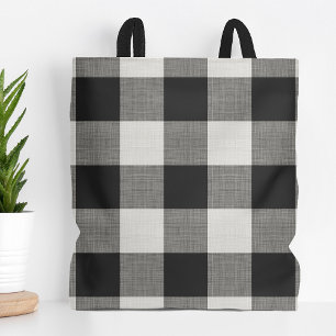 Tote Bag Chèque de buffle noir Ferme moderne
