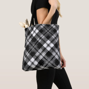 Tote Bag Chèque Tartan noir blanc Ferme moderne