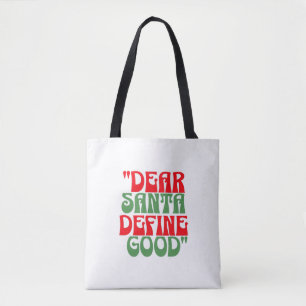 Tote Bag Cher Père Noël Rouge et Vert Super Police rétro