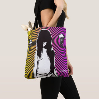 Tote Bag Chercheuse psychédélique effrayante de fille