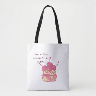 Tote Bag Cherry Cupcake Valentine – Hand-Drawn Dessert