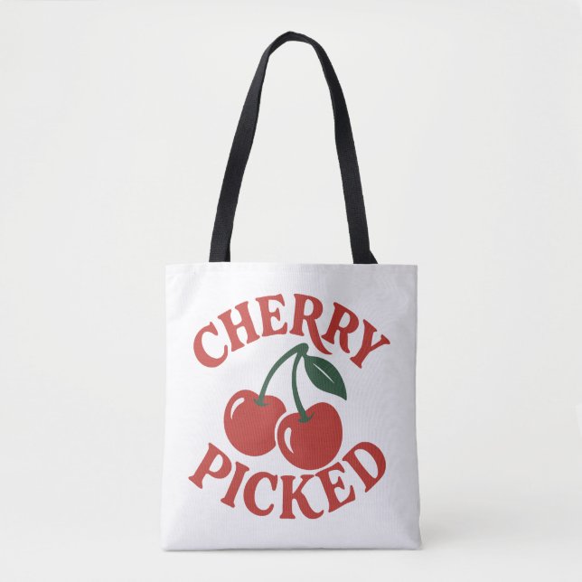 Tote Bag Cherry Picted Retro tendance Fruit Graphic (Devant)