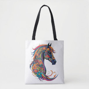 Tote Bag Cheval abstrait coloré