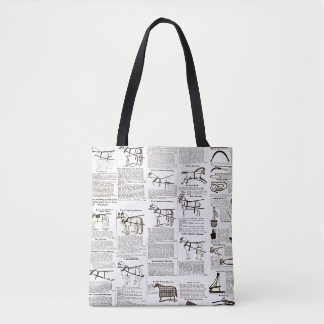 Tote Bag Cheval Antique Publicité Journal Art (Devant)