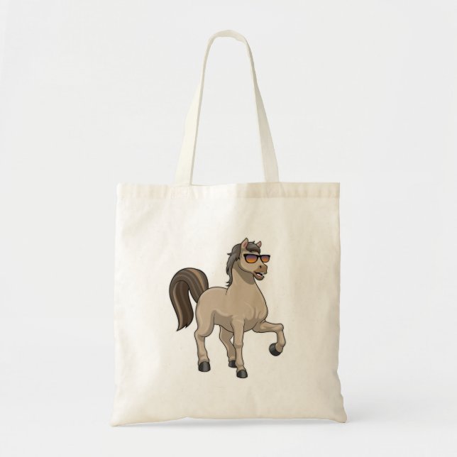 Tote Bag Cheval avec lunettes de soleil (Devant)