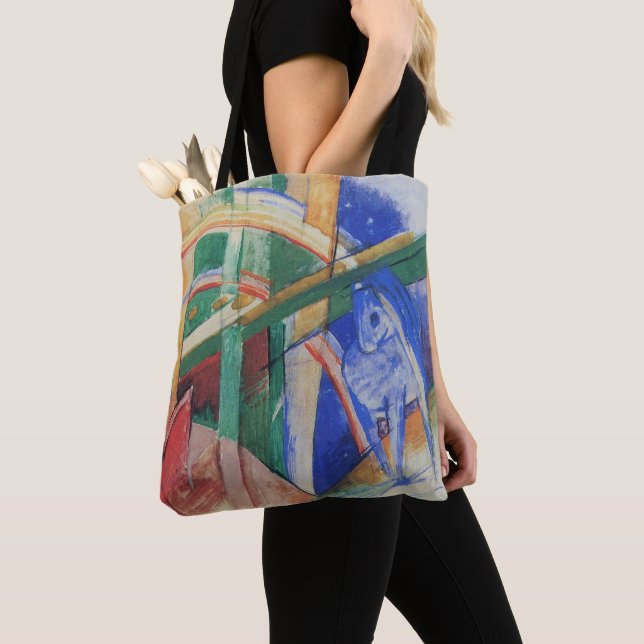 Tote Bag Cheval bleu avec arc-en-ciel par Franz Marc (De près)