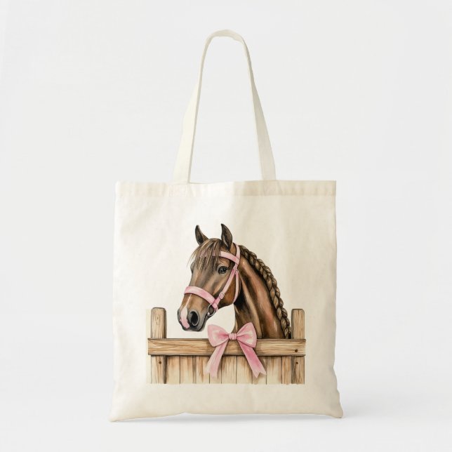 Tote Bag Cheval Bow rose (Devant)