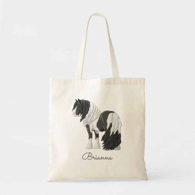 Tote Bag Cheval d'attelage de la bandelette tzigane noire d (Devant)