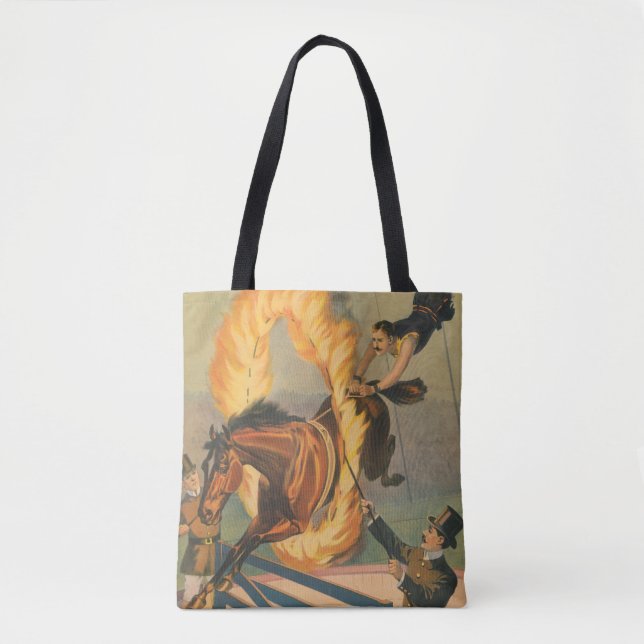 Tote Bag Cheval De Cirque Qui Traverse Un Flaming Hoop (Devant)
