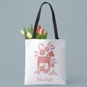 Tote Bag Cheval de Dala suédois personnalisé