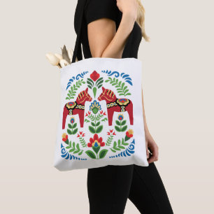 Tote Bag Cheval de Dala suédois Rouge