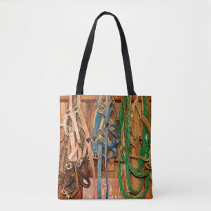 Tote Bag Cheval de pont coloré, sac, animaux, grange, bleu,
