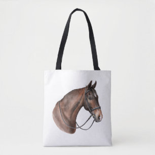 Tote Bag Cheval de Watercolor Bay dans une brique