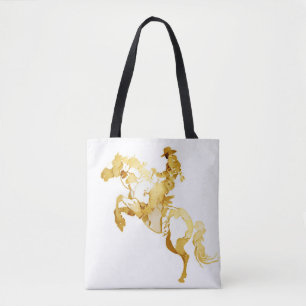 Tote Bag Cheval et Cavalier Dorés Abstraits