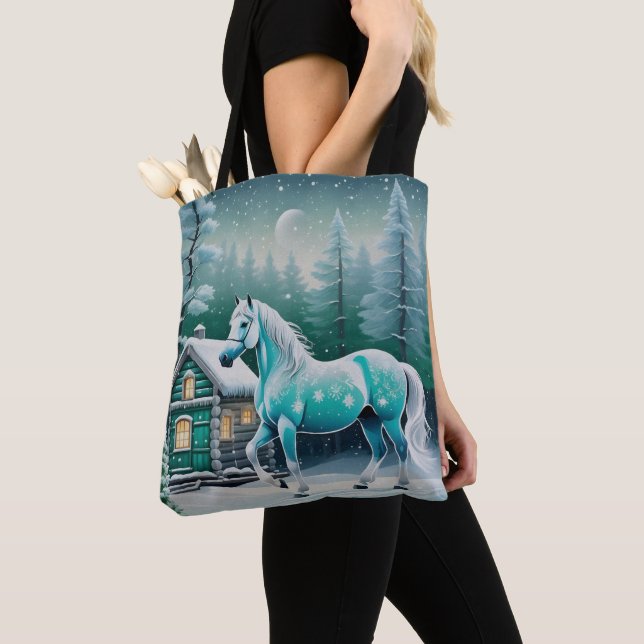 Tote Bag Cheval magique en forêt enchantée (De près)