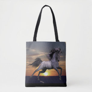 Tote Bag Cheval rouan bleu tout plus de - imprimez