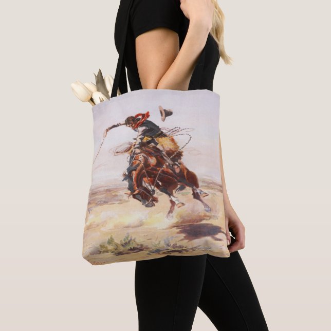 Tote Bag Cheval sauvage de cowboy de cavalier occidental (De près)