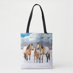 Tote Bag Chevaux Appaloosa En Peau De Bouche En Neige