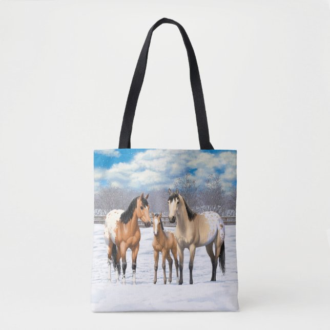 Tote Bag Chevaux Appaloosa En Peau De Bouche En Neige (Devant)