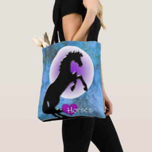 Tote Bag Chevaux de coeur V (bleu/vert)