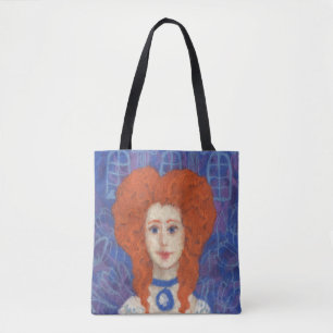 Tote Bag Cheveux rouges, fille gingembre rococo fibre art b