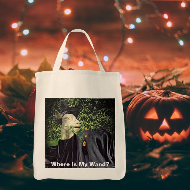 Tote Bag Chèvre de l'Assistant Halloween (Halloween Wizard Goat Tote Bag)