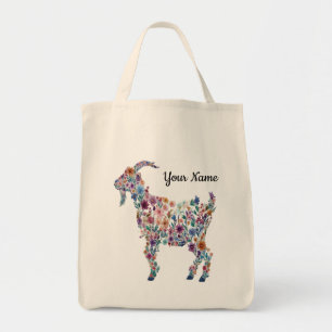Tote Bag Chèvre Florale Botanique Personnalisée Animal de F