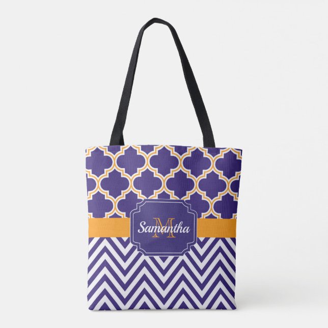 Tote Bag Chevron et Quatrefoil (Dos)