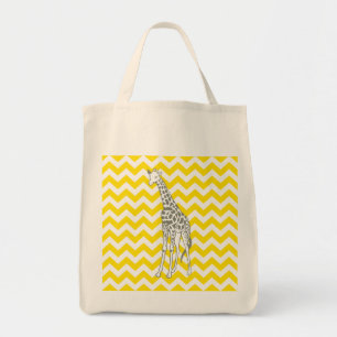 Tote Bag Chevron jaune or avec Giraffe pop art