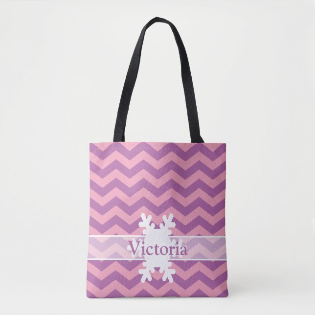 Tote Bag Chevrons d'orchidée rayonnants congelés avec floco (Devant)