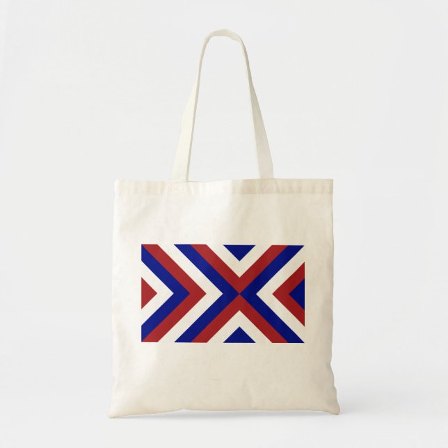 Tote Bag Chevrons rouge, blanc et bleu (Devant)