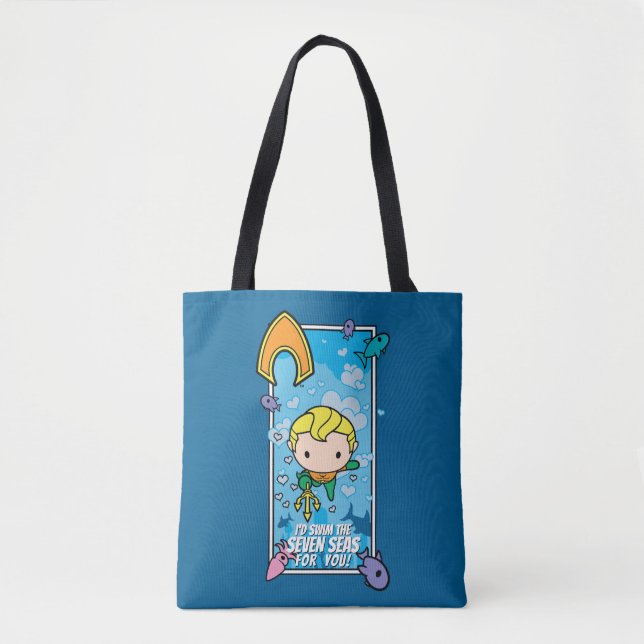 Tote Bag Chibi Aquaman - Je nagerai Les Sept Mers (Devant)