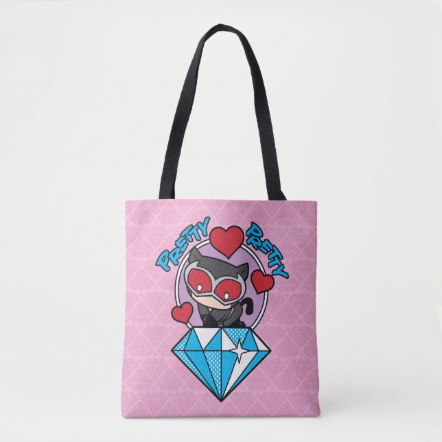 Tote Bag Chibi Catwoman assise Sur Le Grand Diamant (Devant)