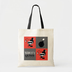 Tote Bag Chibi Harley Quinn Checker Motif