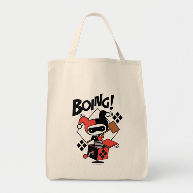 Tote Bag Chibi Harley-Quinn-In-A-Box Avec Marteau (Devant)