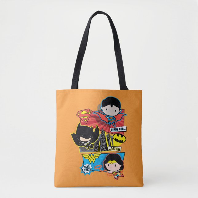 Tote Bag Chibi Héros Prêts À L'Action ! (Devant)