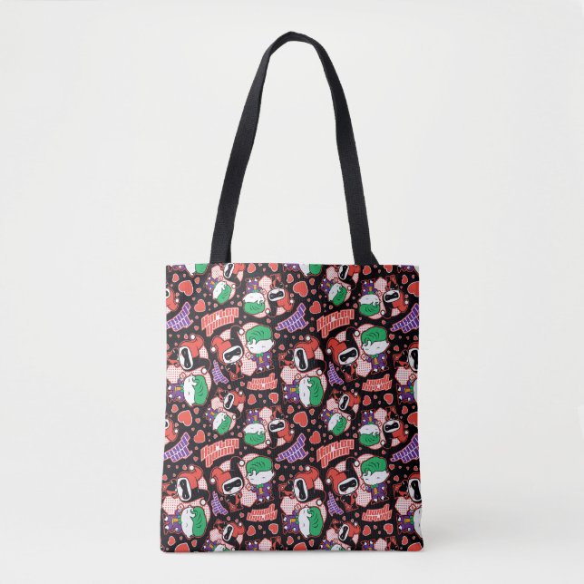 Tote Bag Chibi Joker et Harley Heart Motif (Devant)