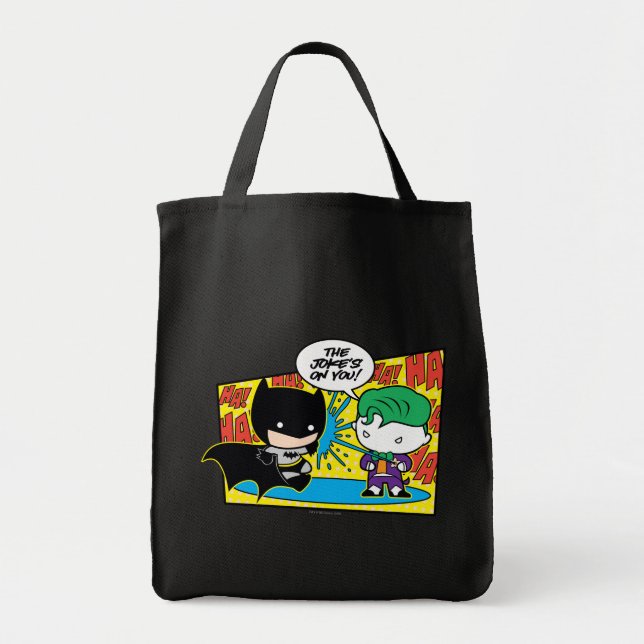 Tote Bag Chibi Joker Pranking Chibi Batman (Devant)